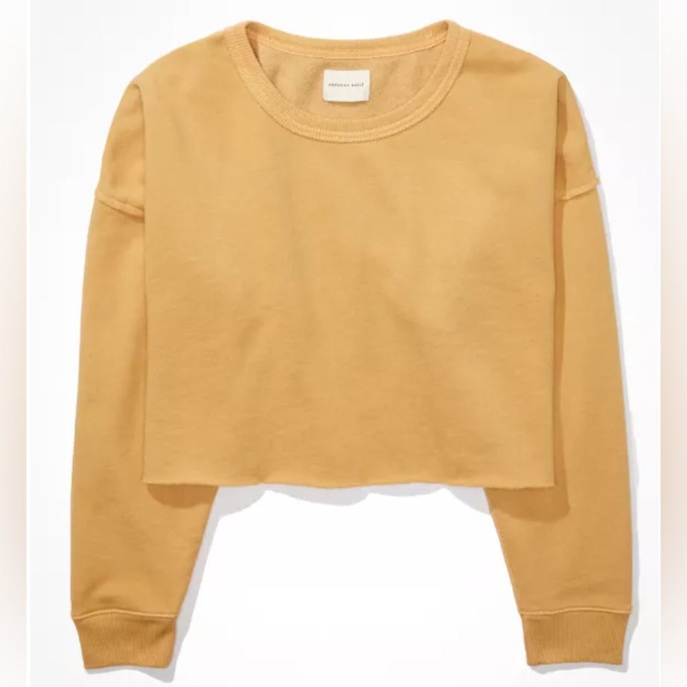 AE Fleece Cropped Crew Neck Sweatshirt Size S